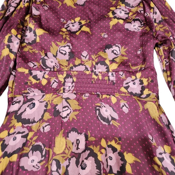 Free People Floral Fit & Flare Purple Dress Longsleeve Lightweight Size 6 - Picture 7 of 11